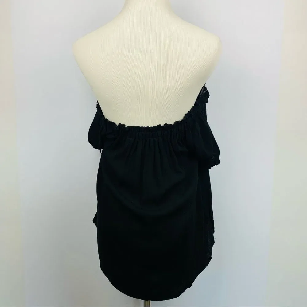 NEW ZANDER THREADS BLACK OFF THE SHOULDER BOHO TOP - Picture 7 of 12